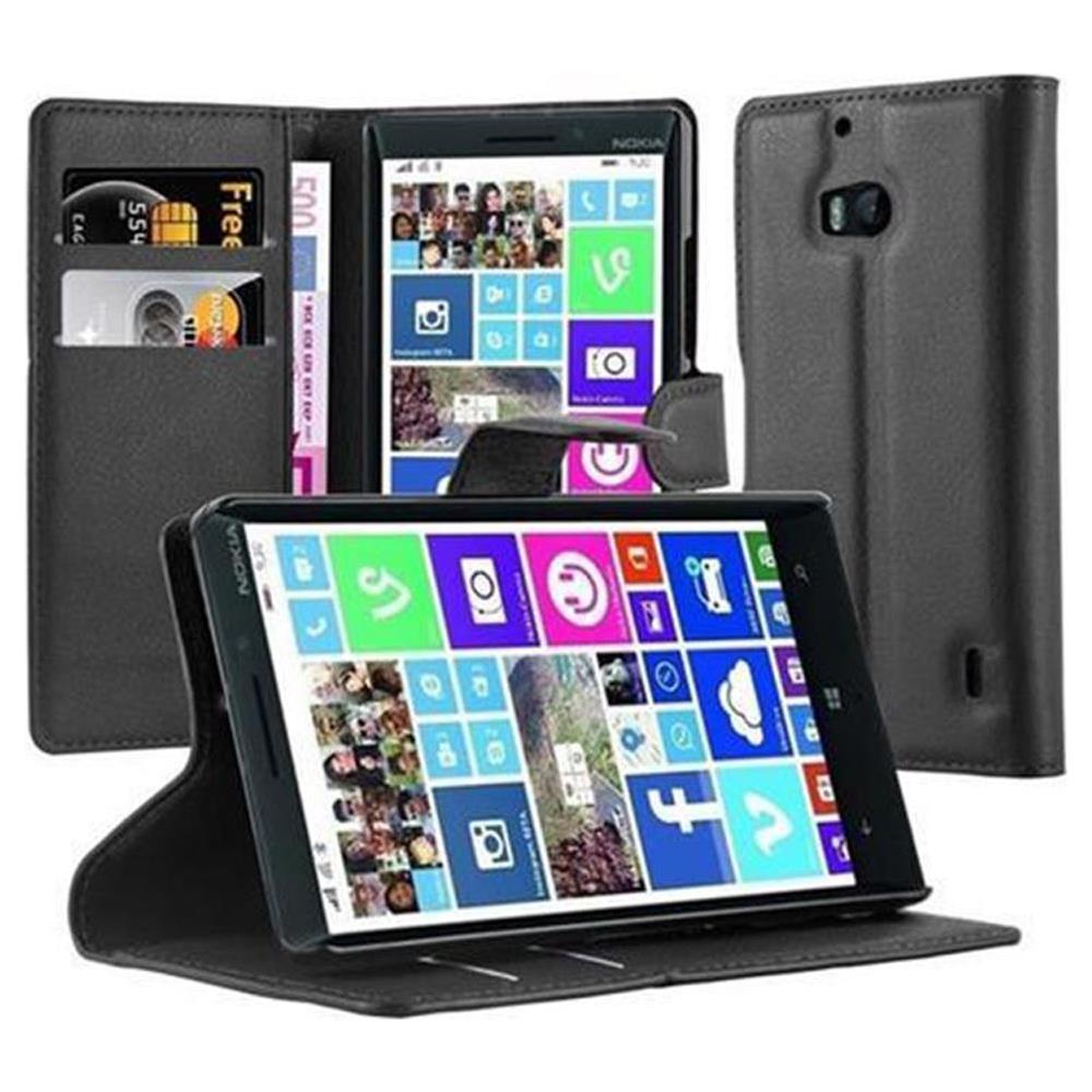 Custodia Compatibile Con Nokia Lumia 929 / 930 In Nero Carbone - Coperchio Protettiva Con Chiusura Magnetica, Funzione Stand E Tasca Per Le Carte - Foto 1