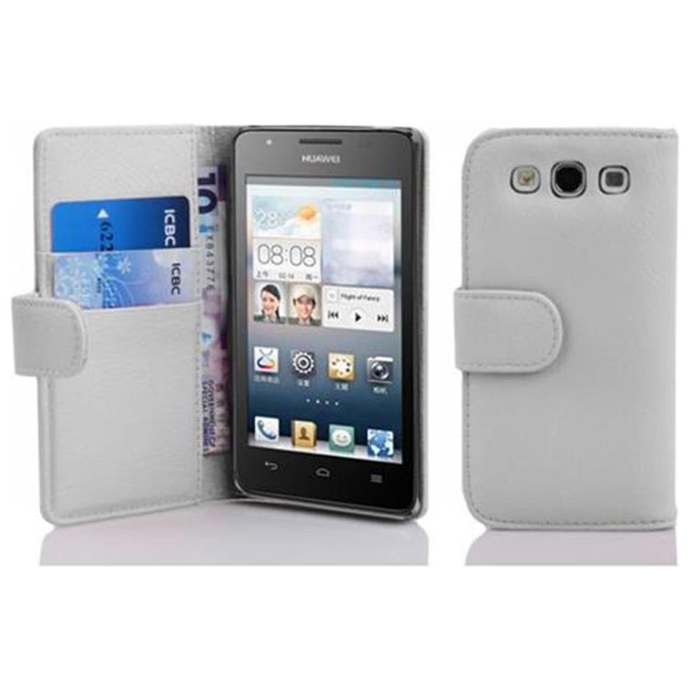 Custodia Compatibile Con Huawei Ascend G525 / G520 In Magnesio Bianco - Coperchio Protettivo In Ecopelle Testurizzata E Tasca Per Carte Di Credito - Foto 1