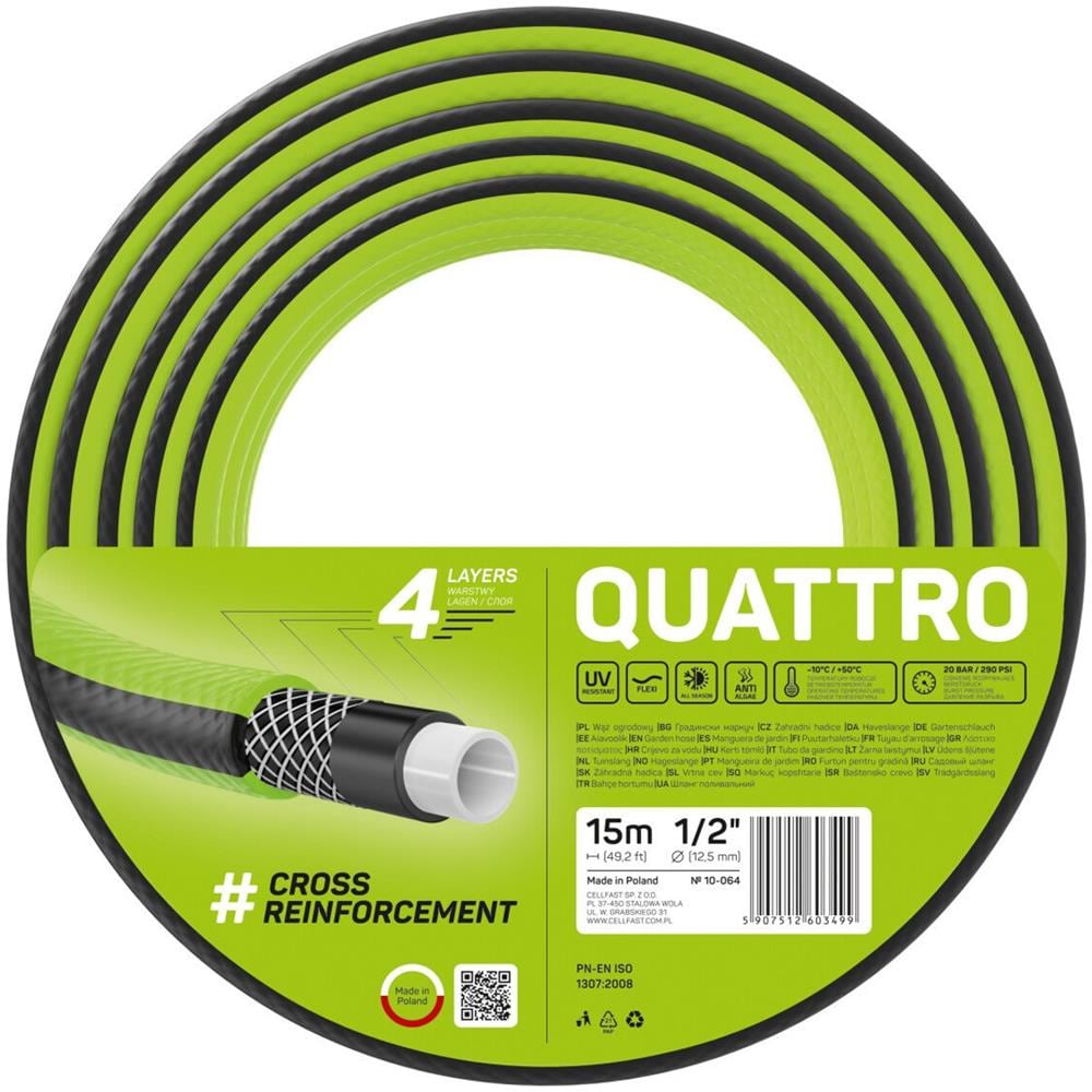Tubo Da Giardino Quattro 1/2 ""15m 4 Strati A Treccia Incrociata - Foto 1