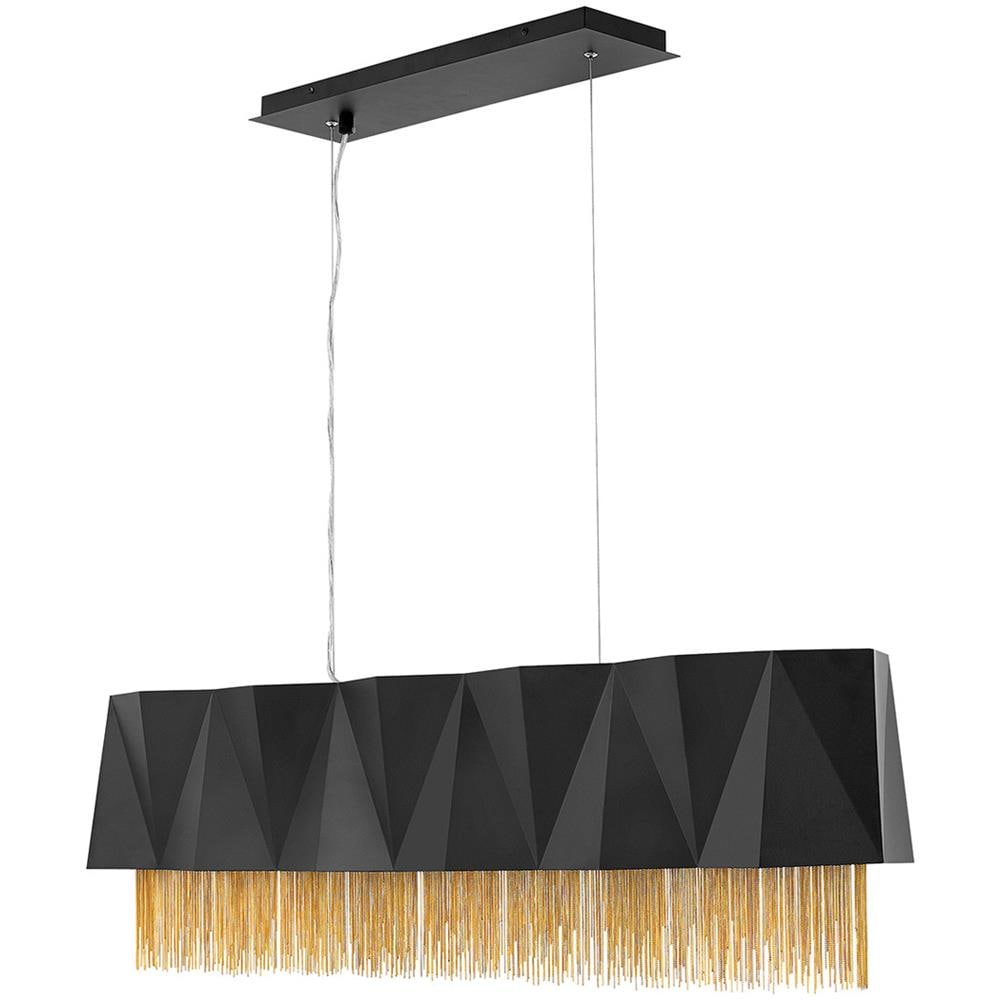 Lampadario A 6 Luci, Nero Satinato, Oro, Attacco E27 - Foto 1