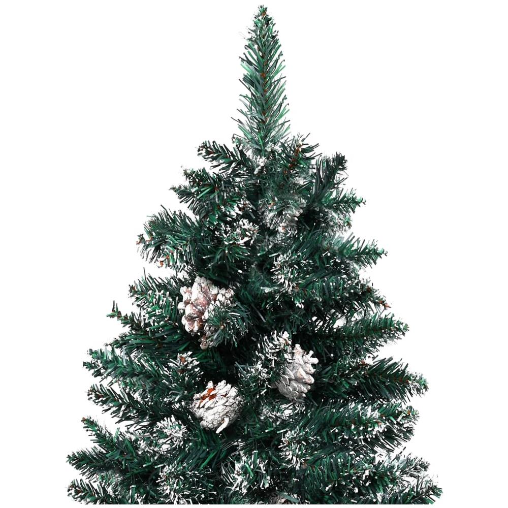 Albero di Natale Sottile con Legno Vero e Neve Verde 210 cm - Foto 6