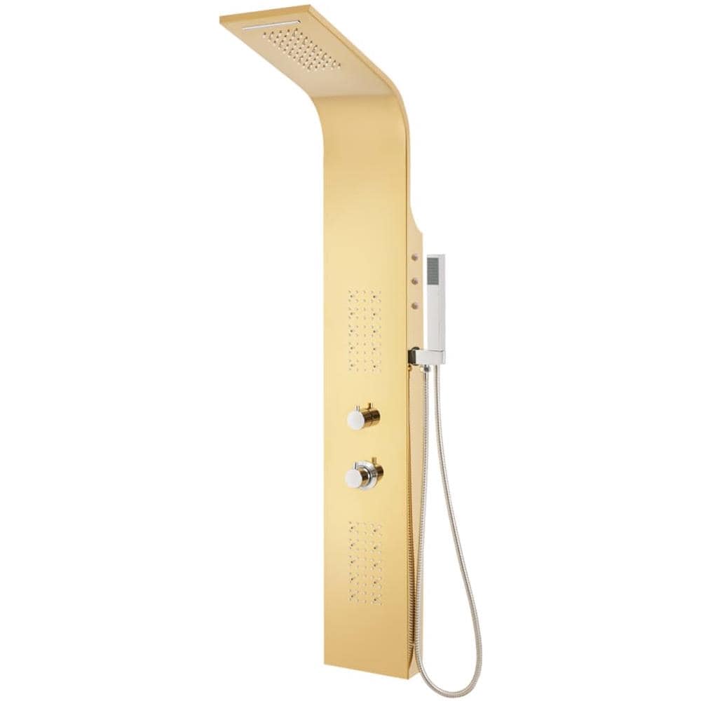 Sistema di Pannelli Doccia in Acciaio Inox 201 Oro Curvo - Foto 2