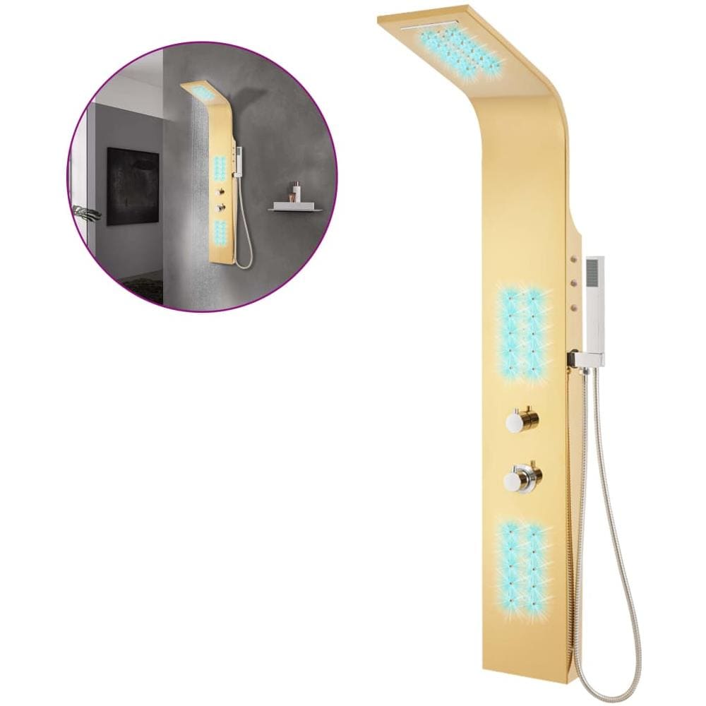 Sistema di Pannelli Doccia in Acciaio Inox 201 Oro Curvo - Foto 1