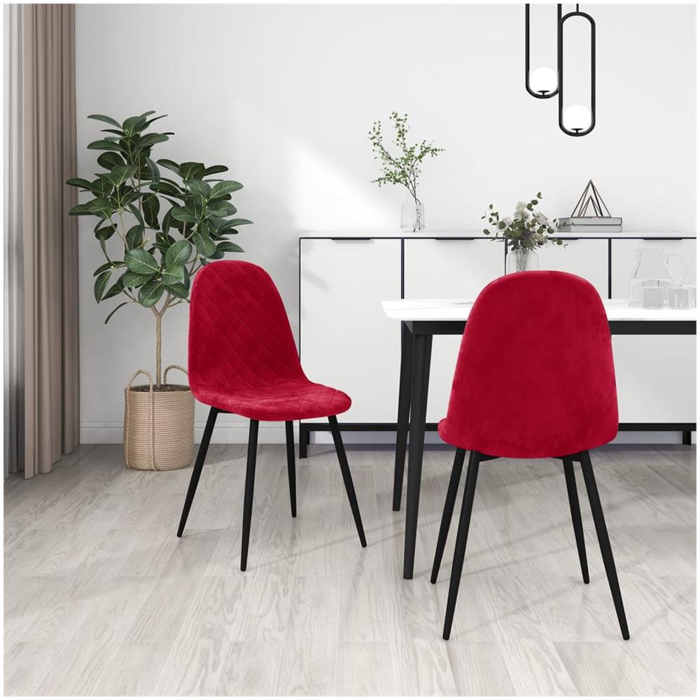 Sedie Da Pranzo 2 Pz Rosso Vino In Velluto - Foto 3