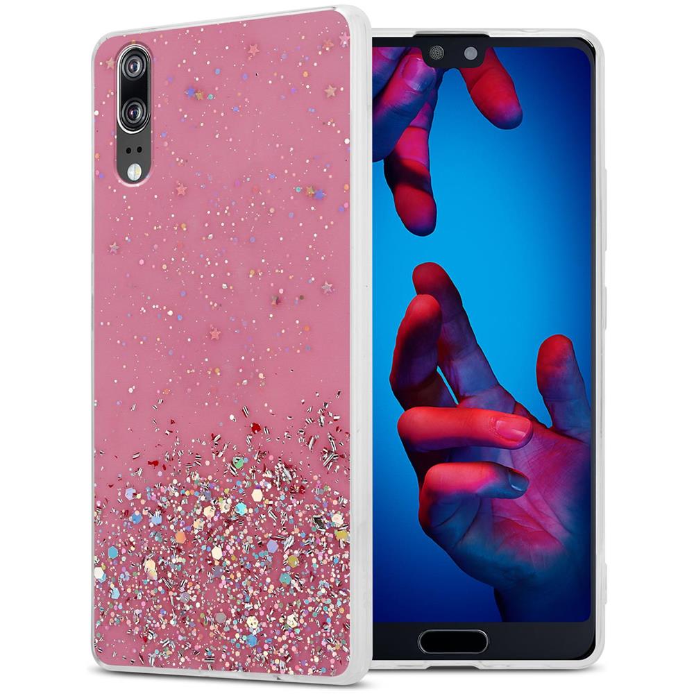 Custodia Compatibile Con Huawei P20 In Rosa Con Glitter - Coperchio Protettivo In Silicone Tpu Flessibile Con Glitter Scintillanti - Foto 1
