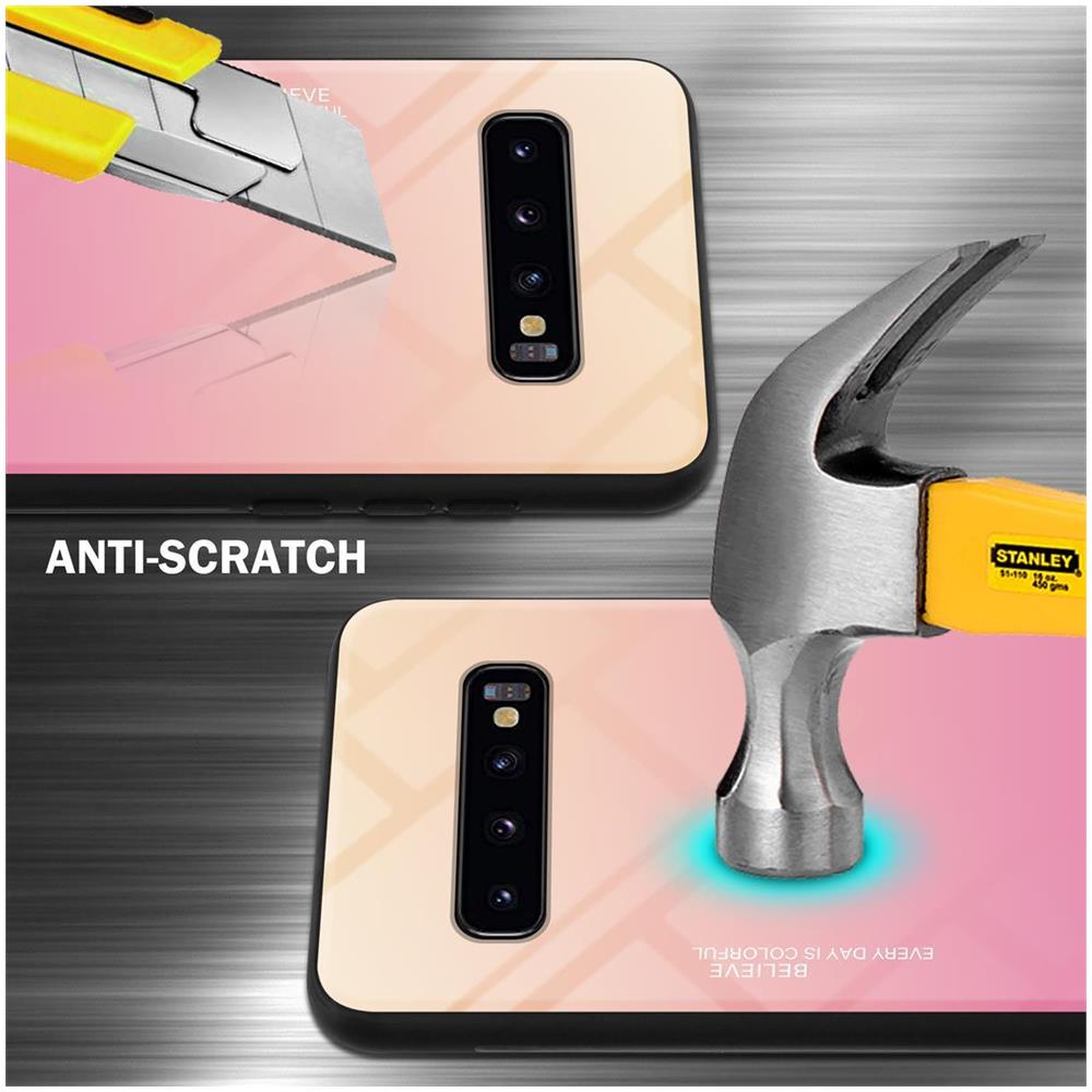 Custodia Compatibile Con Samsung Galaxy S10 Plus In Giallo - Rosa - Coperchio Protettivo Bicolore In Vetro Temperato E Silicone Tpu - Foto 2