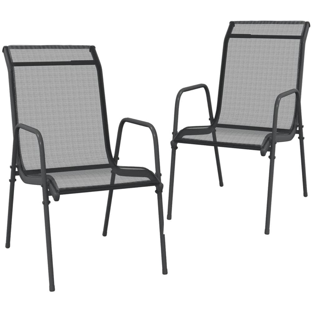 Sedie Da Giardino 2 Pz In Acciaio E Textilene Nere - Foto 1