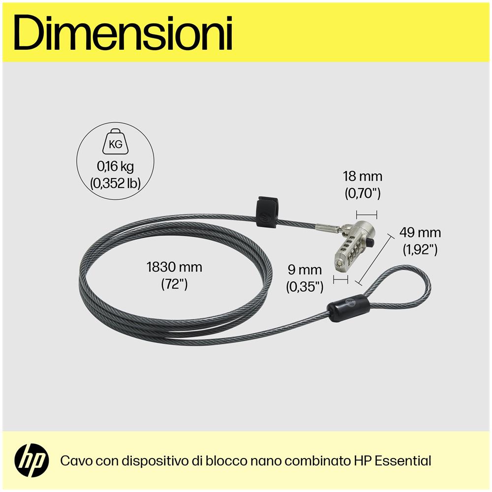Cavo Di Sicurezza Hp Esencial Nano Nero 1,83 M - Foto 4