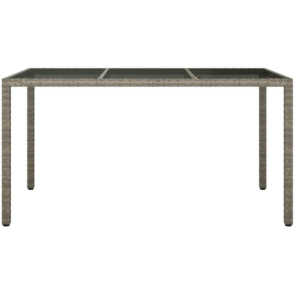 Tavolo Giardino 150x90x75cm Vetro Temperato E Polyrattan Grigio - Foto 5