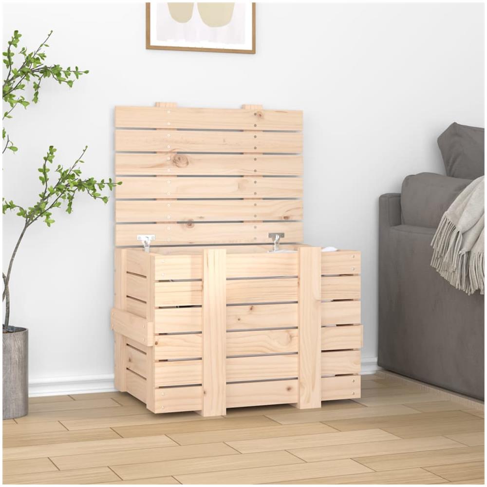 Contenitore Portaoggetti 58x40,5x42 Cm Legno Massello Di Pino - Foto 1