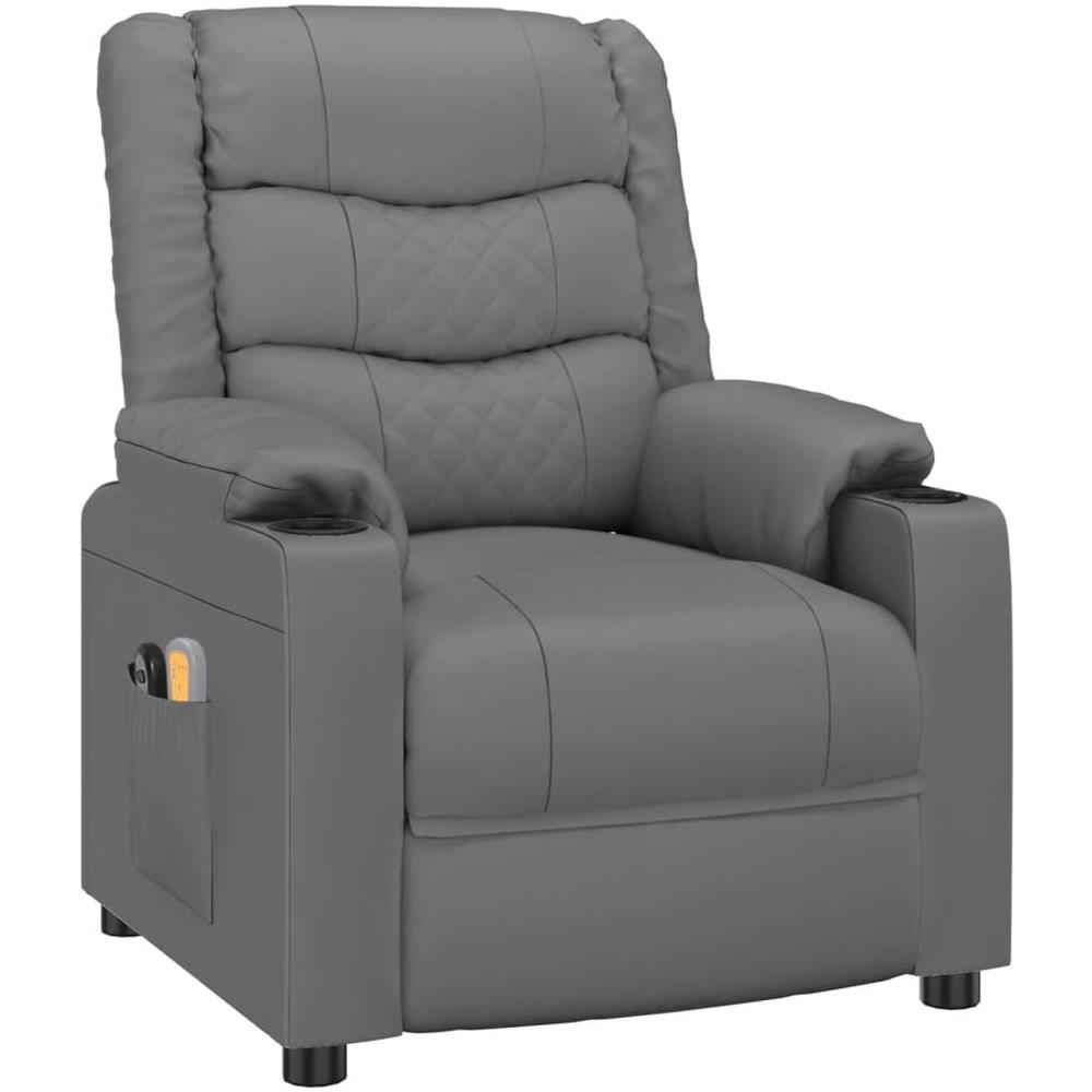 Poltrona Massaggiante Elettrica Grigio Similpelle - Foto 2