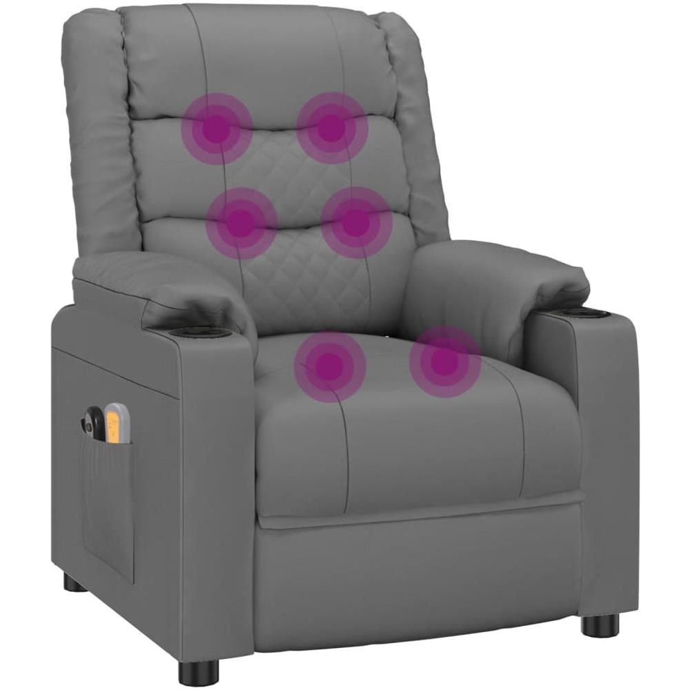 Poltrona Massaggiante Elettrica Grigio Similpelle - Foto 7