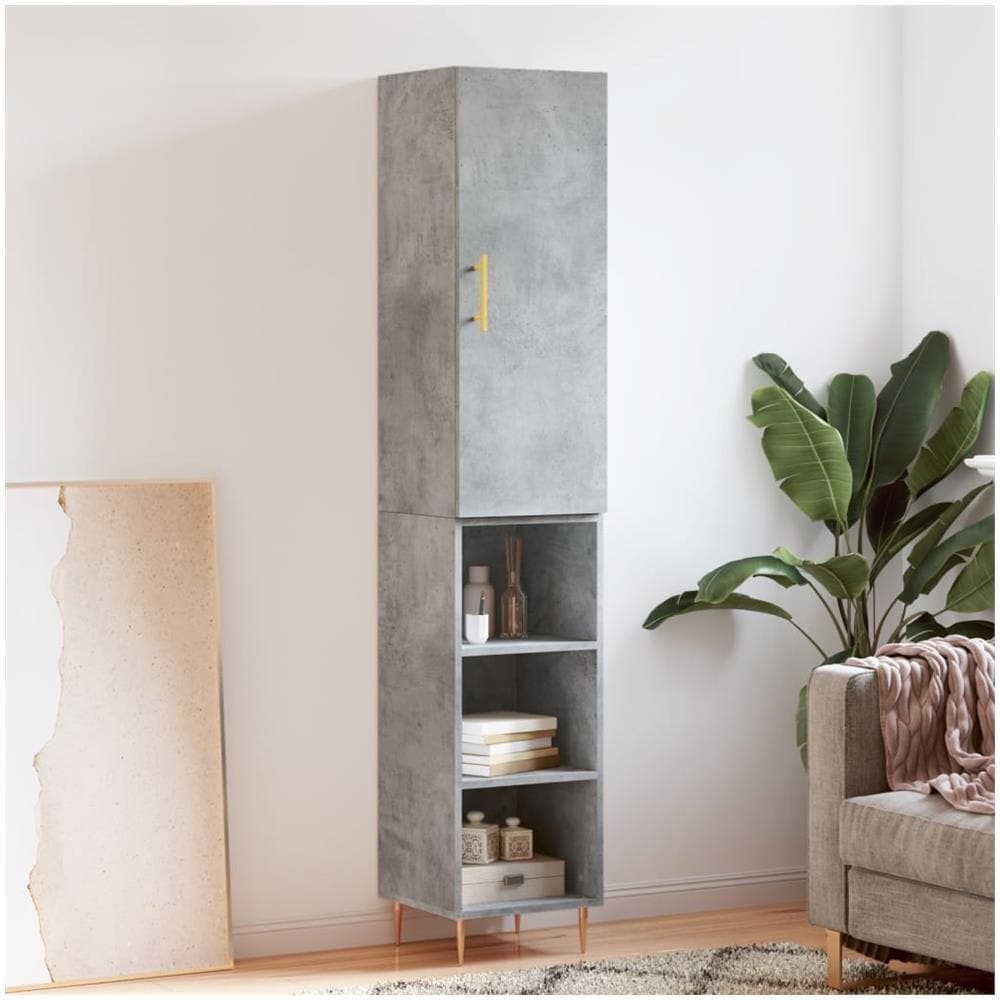 Credenza Grigio Cemento 34,5x34x180 Cm In Legno Multistrato - Foto 1