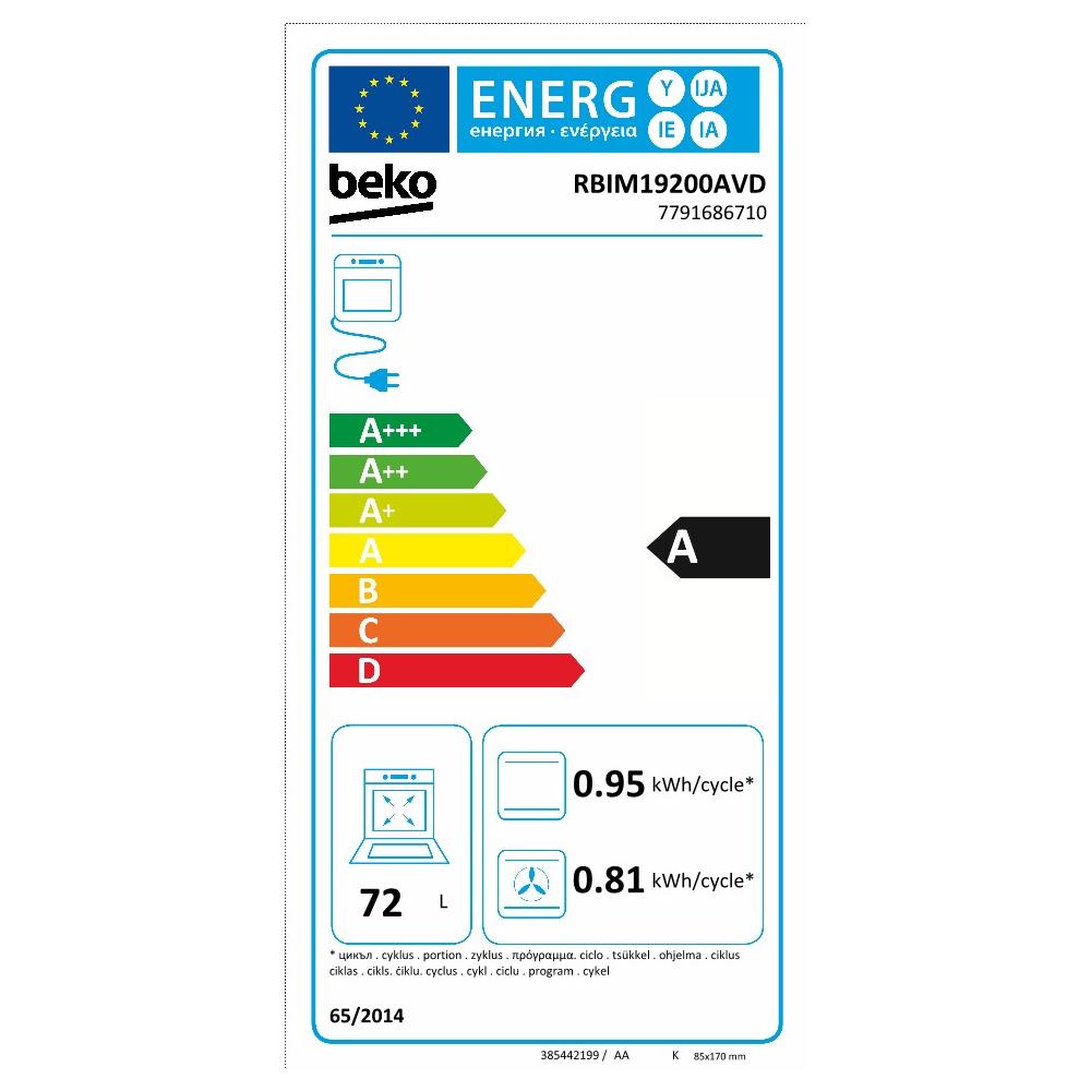 Forno Elettrico da Incasso b300 RBIM19200AVD Capacità 72 L Multifunzione Termoventilato Potenza 2600 W Colore Beige - Foto 3