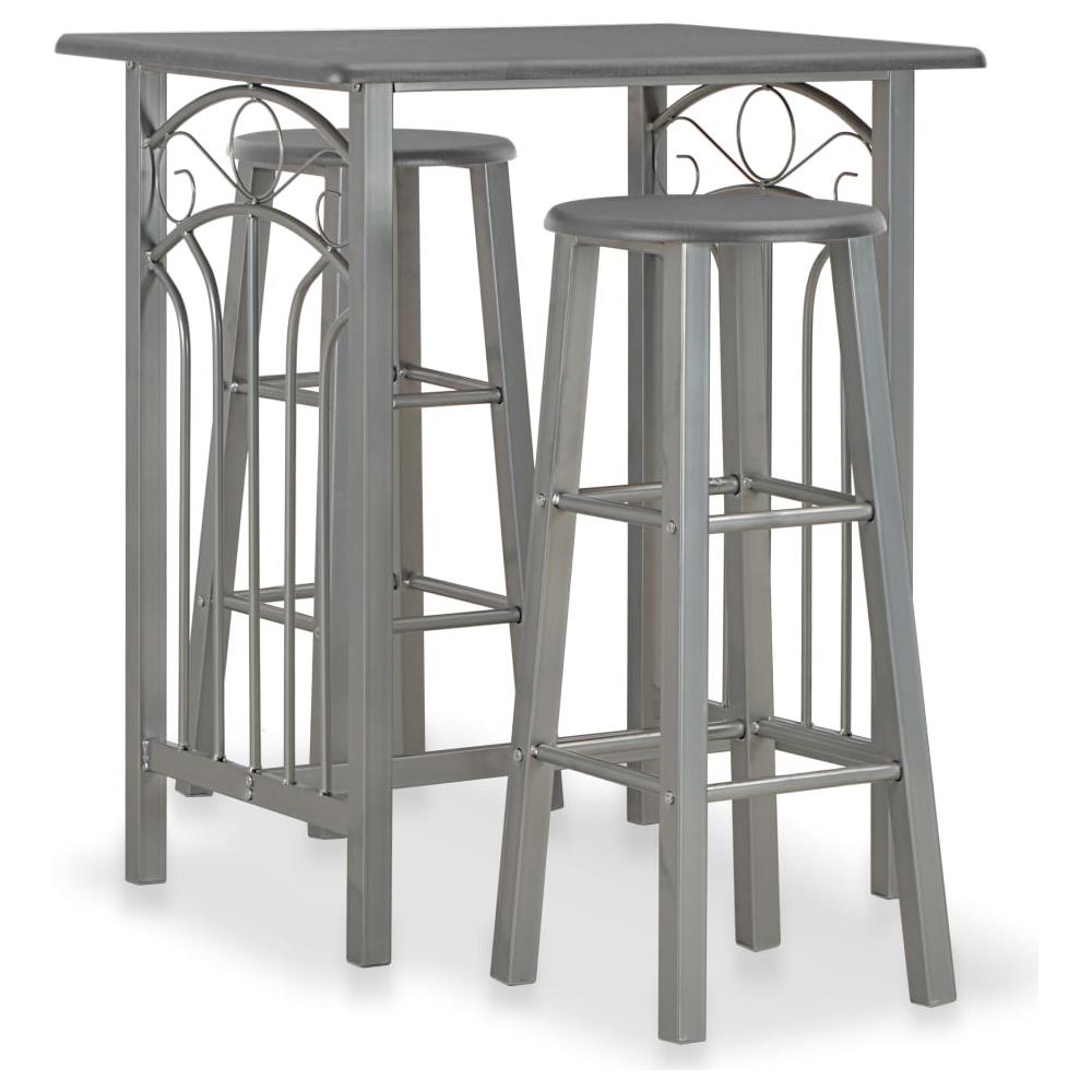 Set Da Bar 3 Pz In Legno E Acciaio Antracite - Foto 1