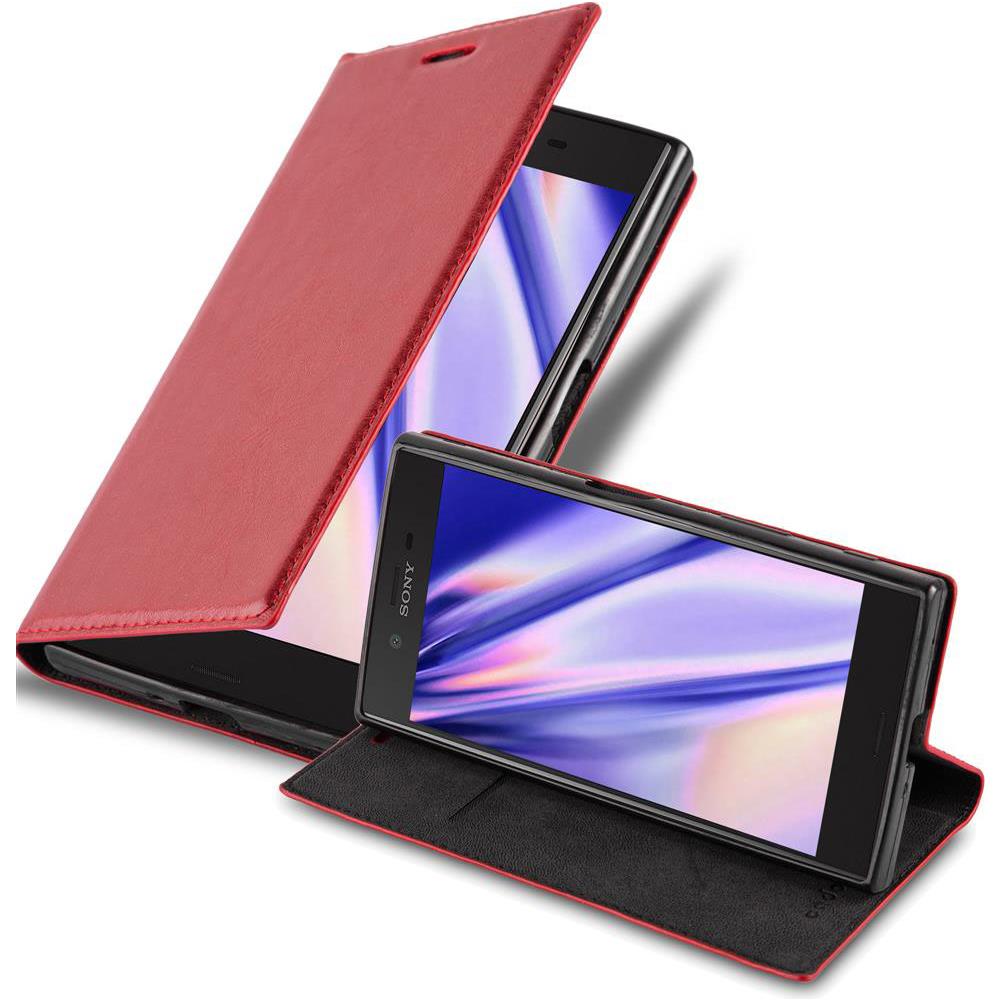 Custodia Compatibile Con Sony Xperia Xz / Xzs In Rosso Mela - Coperchio Protettiva Con Chiusura Magnetica, Funzione Stand E Tasca Per Le Carte - Foto 1
