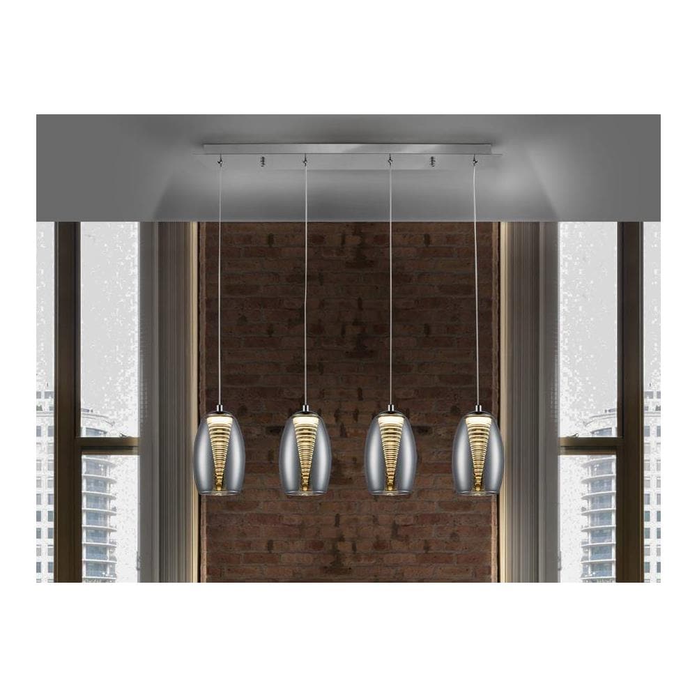 Sospensione A Soffitto A Led In Cristallo Integrato A 4 Luci Cromate - Foto 1