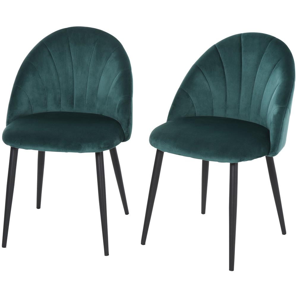 Set Di 2 Sedie Da Pranzo Girevoli In Velluto | Imbottite, Con Gambe A Croce In Metallo - Nero