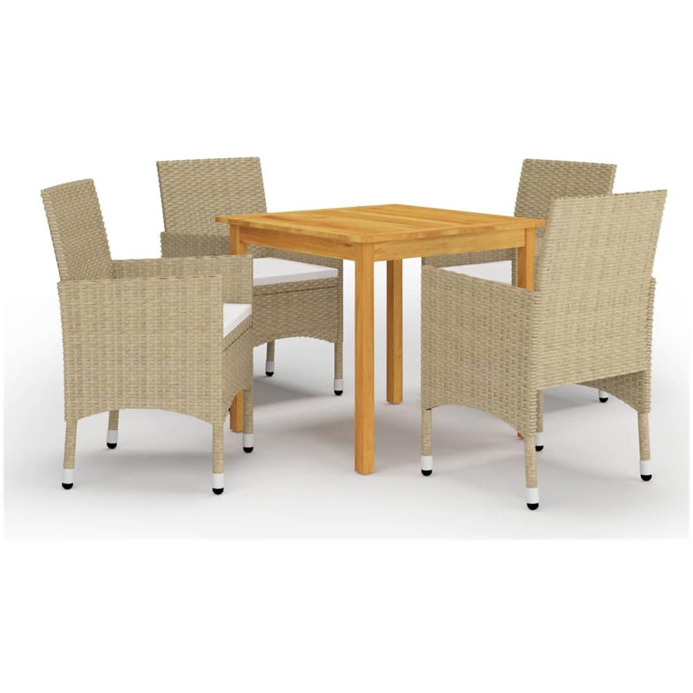 Set Mobili da Pranzo per Giardino 5 pz Beige - Foto 1