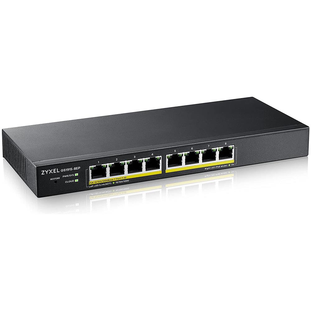 Switch GS1915-8EP con 8 Porte Gestito L2 Gigabit Ethernet (10/100/1000) Supporto Power over Ethernet (PoE) Nero - Foto 2