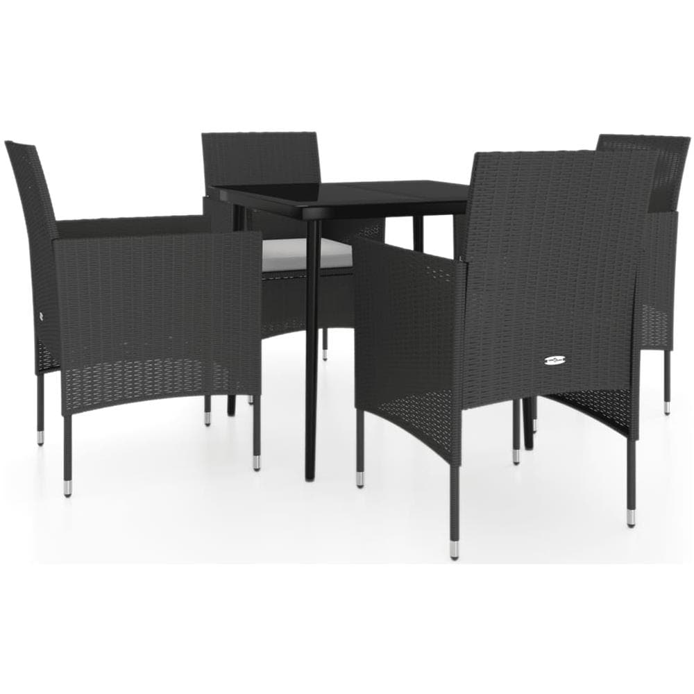 Set Mobili Da Pranzo Per Giardino 5 Pz Con Cuscini Nero - Foto 2