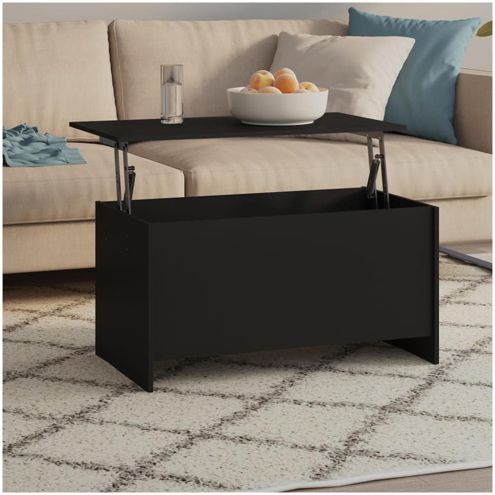 Tavolino Da Salotto Nero 102x55,5x52,5 Cm In Legno Multistrato - Foto 1