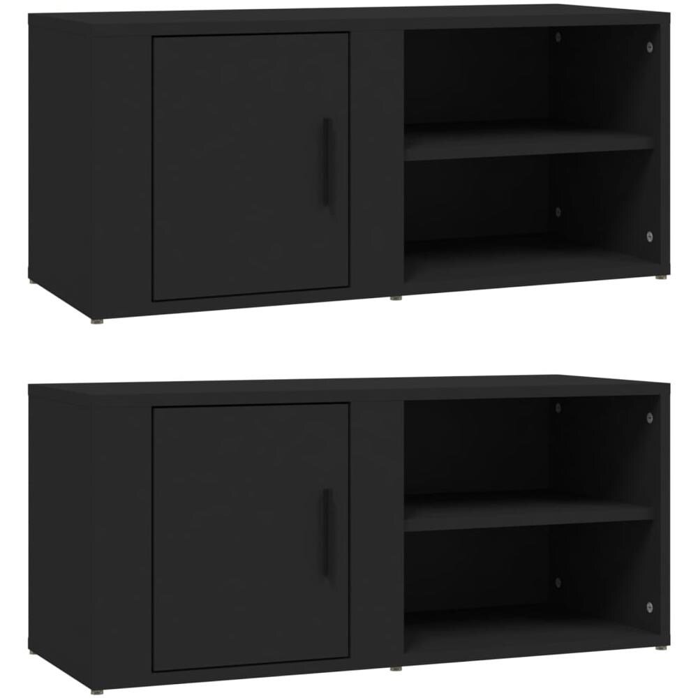 Mobili Porta Tv 2 Pz Nero 80x31,5x36 Cm In Legno Multistrato - Foto 2