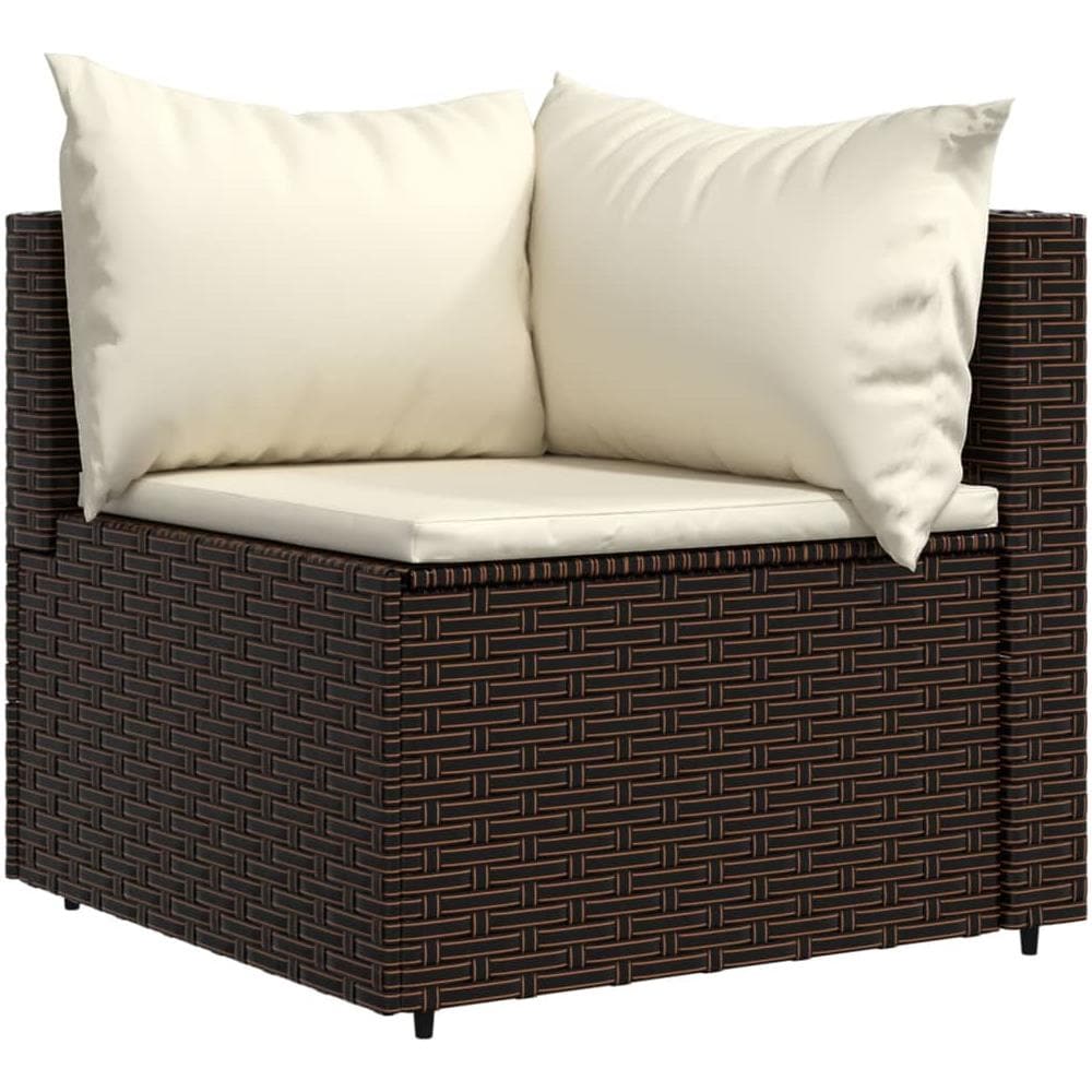 Divani Angolari Da Giardino Con Cuscini 2pz Polyrattan Marrone - Foto 3