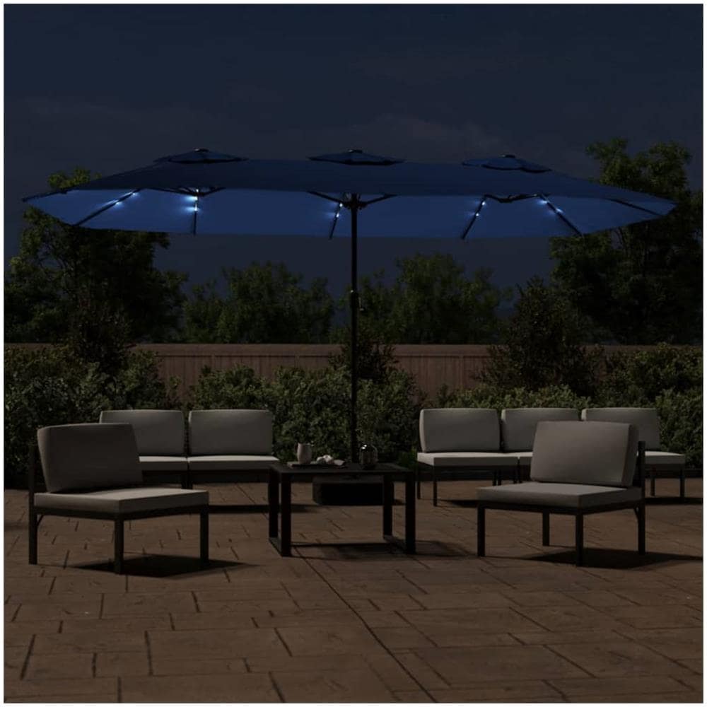 Ombrellone A Doppia Testa Con Led Azzurro 449x245 Cm - Foto 3