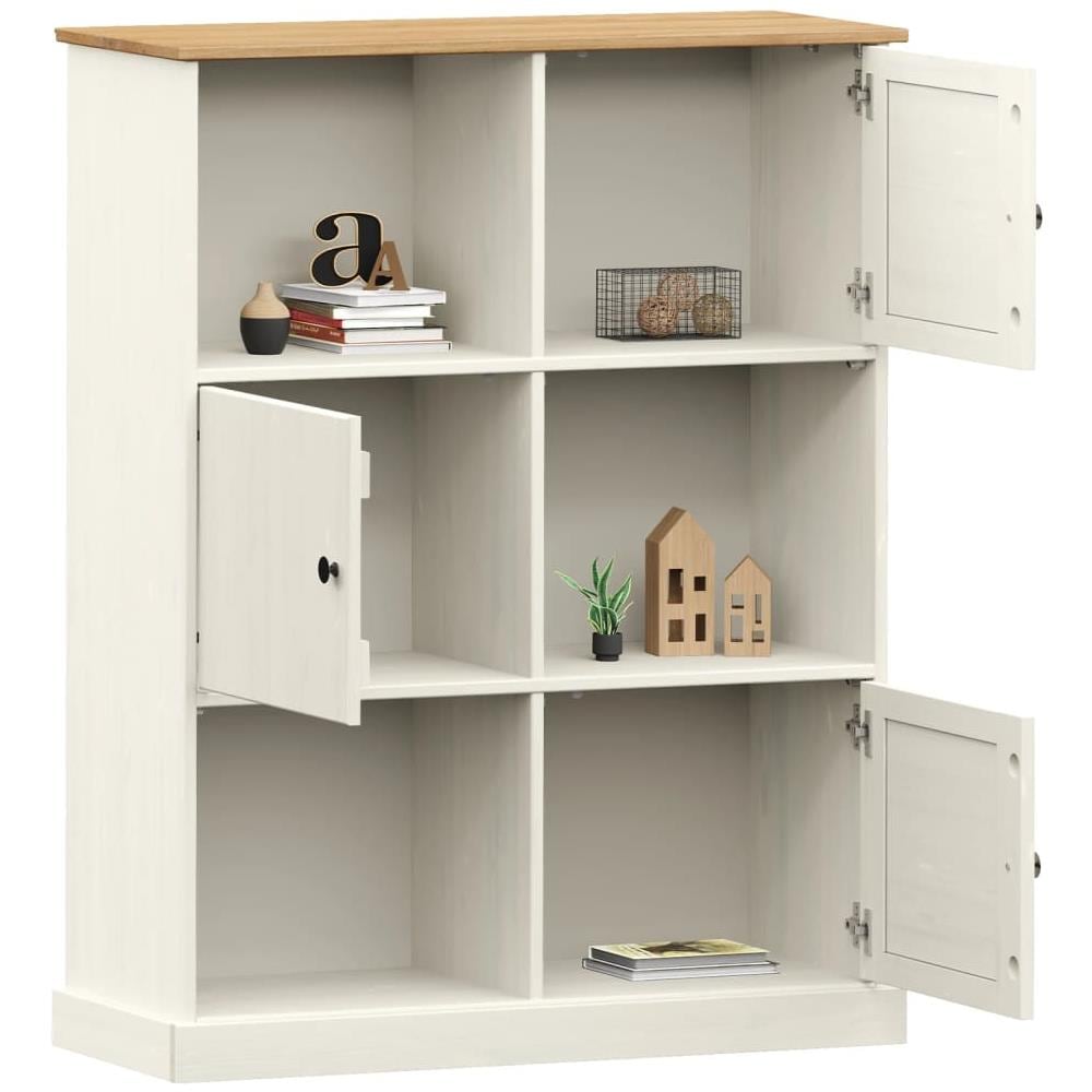 Libreria Vigo 90x35x114,5 Cm In Legno Massello Di Pino Bianco - Foto 3