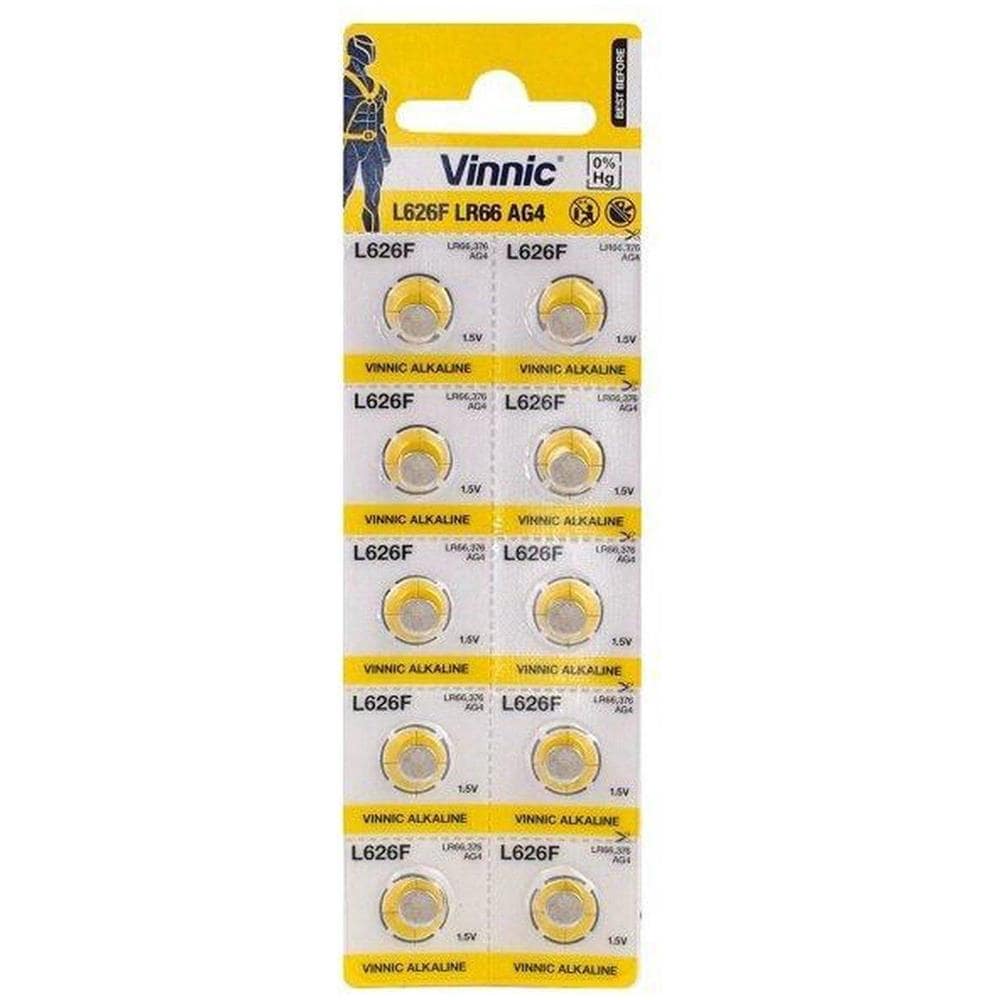 Mini Batteria Alcalina Vinnic G4 / Ag4 / L626 / Sr626 / 377 / Lr66 / Lr626 10 Pz. - Foto 1