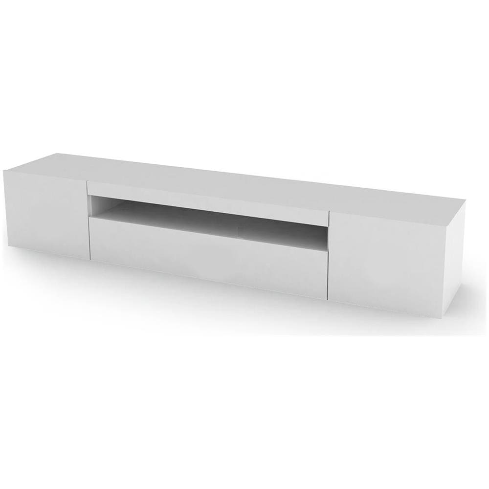 Mobile Porta Tv Jesse, Credenza Bassa Da Soggiorno A 3 Ante, Base Porta Tv, 100% Made In Italy, Cm 200x40h37, Bianco Lucido - Foto 2