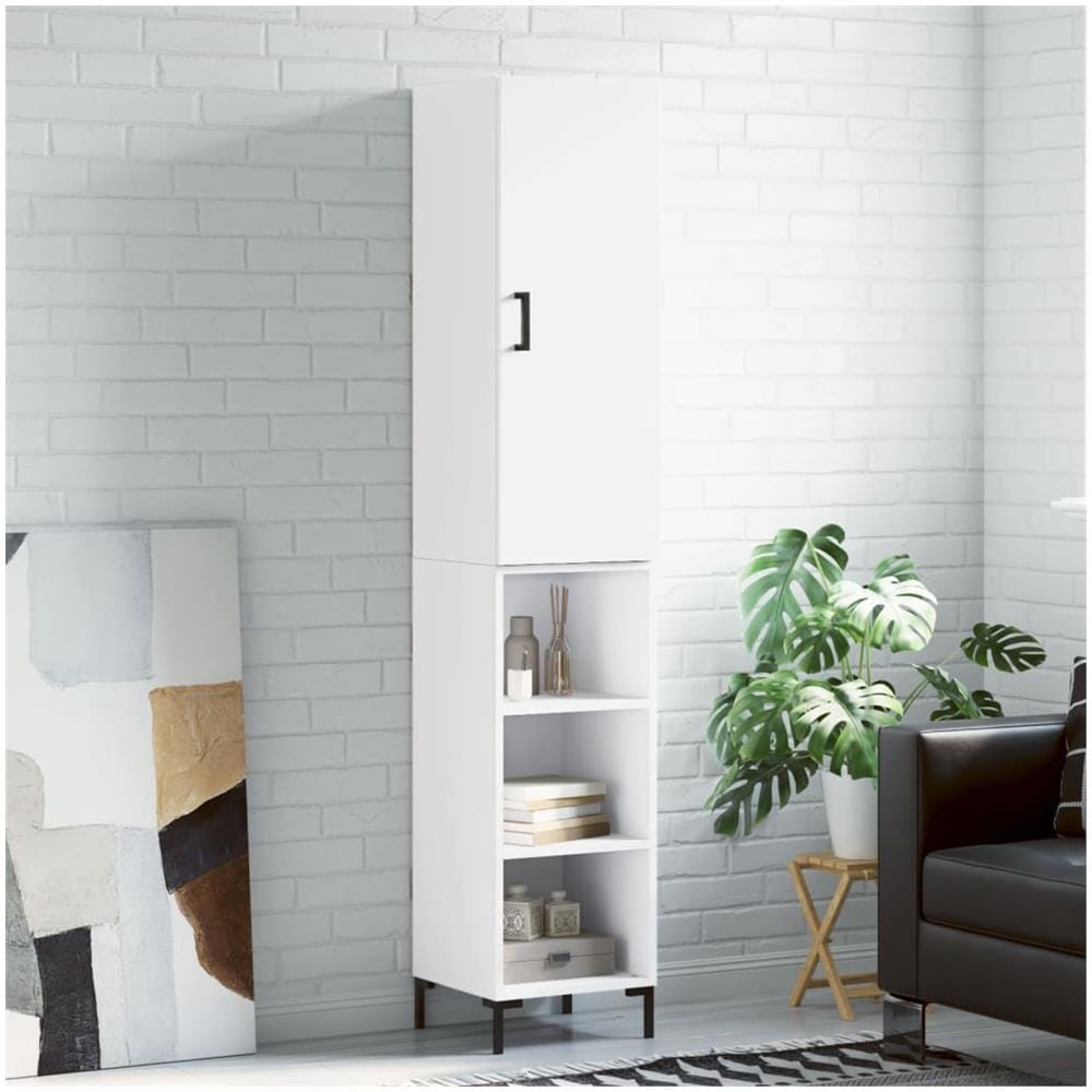 Credenza Bianca 34,5x34x180 Cm In Legno Multistrato - Foto 1