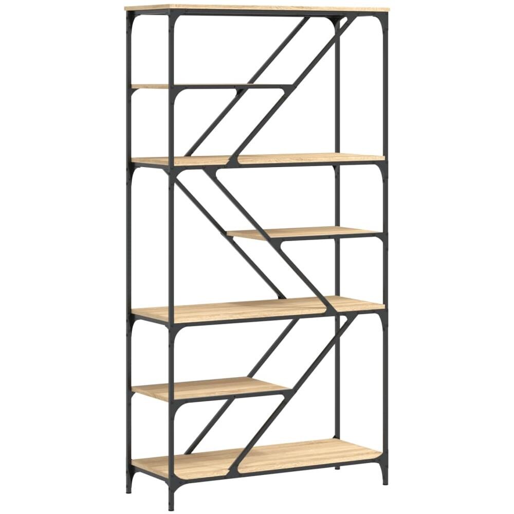 Libreria Rovere Sonoma 91x36x176 Cm Legno Multistrato E Acciaio - Foto 2