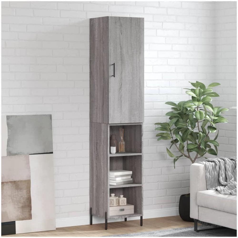 Credenza Grigio Sonoma 34,5x34x180 Cm In Legno Multistrato - Foto 1