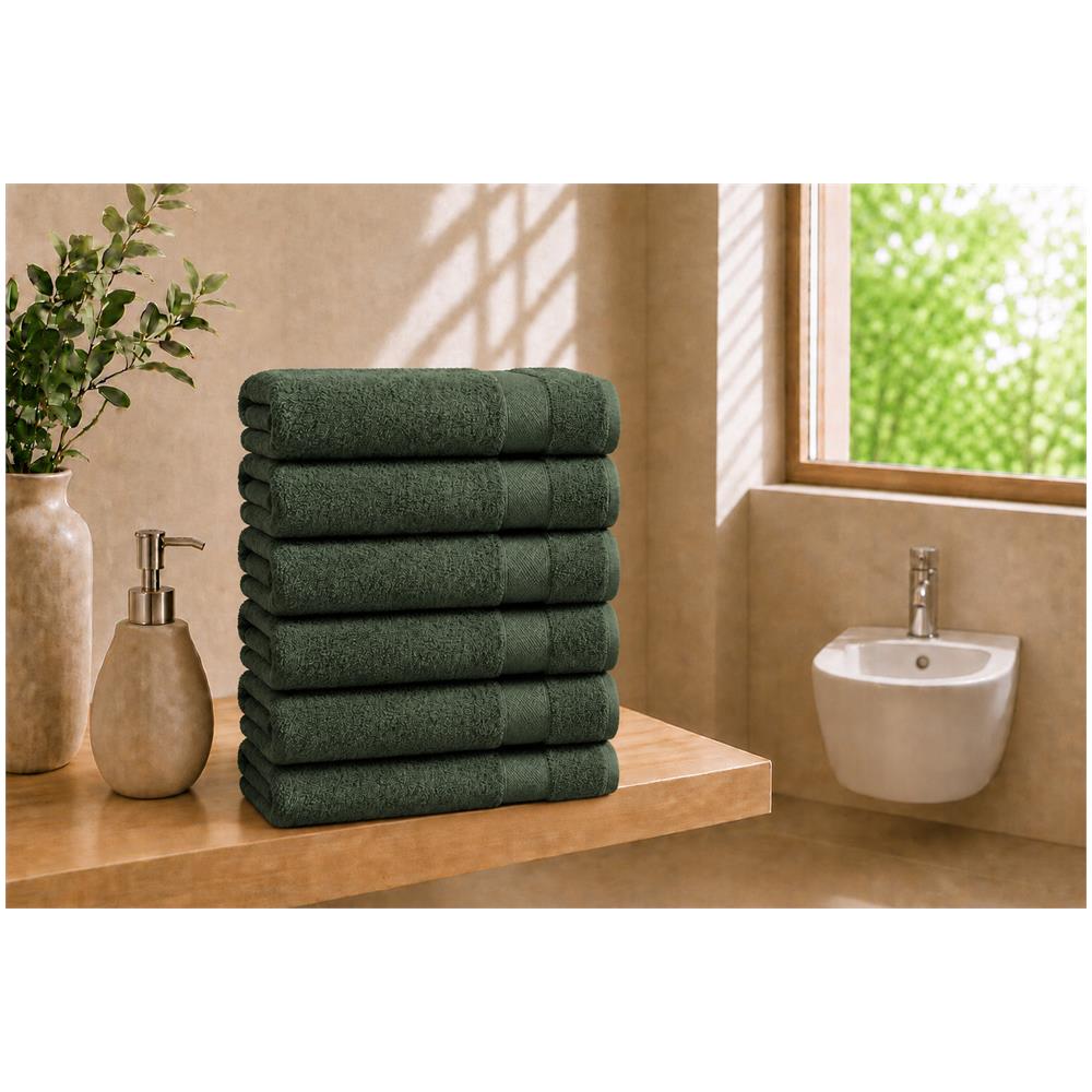 Set 6 Asciugamani Ospite 40x60 cm - Dark Green-Verde Scuro - Foto 1