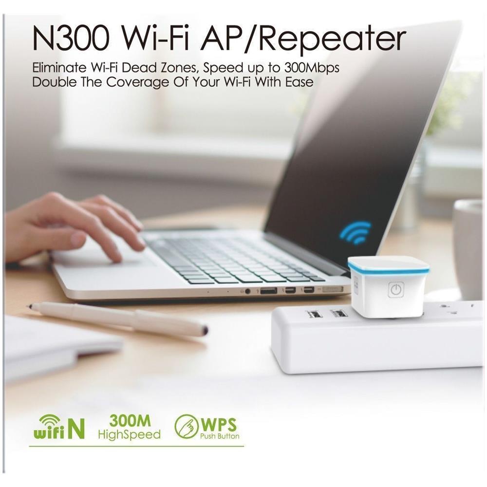 Mini Ripetitore Wireless da muro 300 Mbps 1x Gigabit Ethernet Colore Bianco - Foto 1