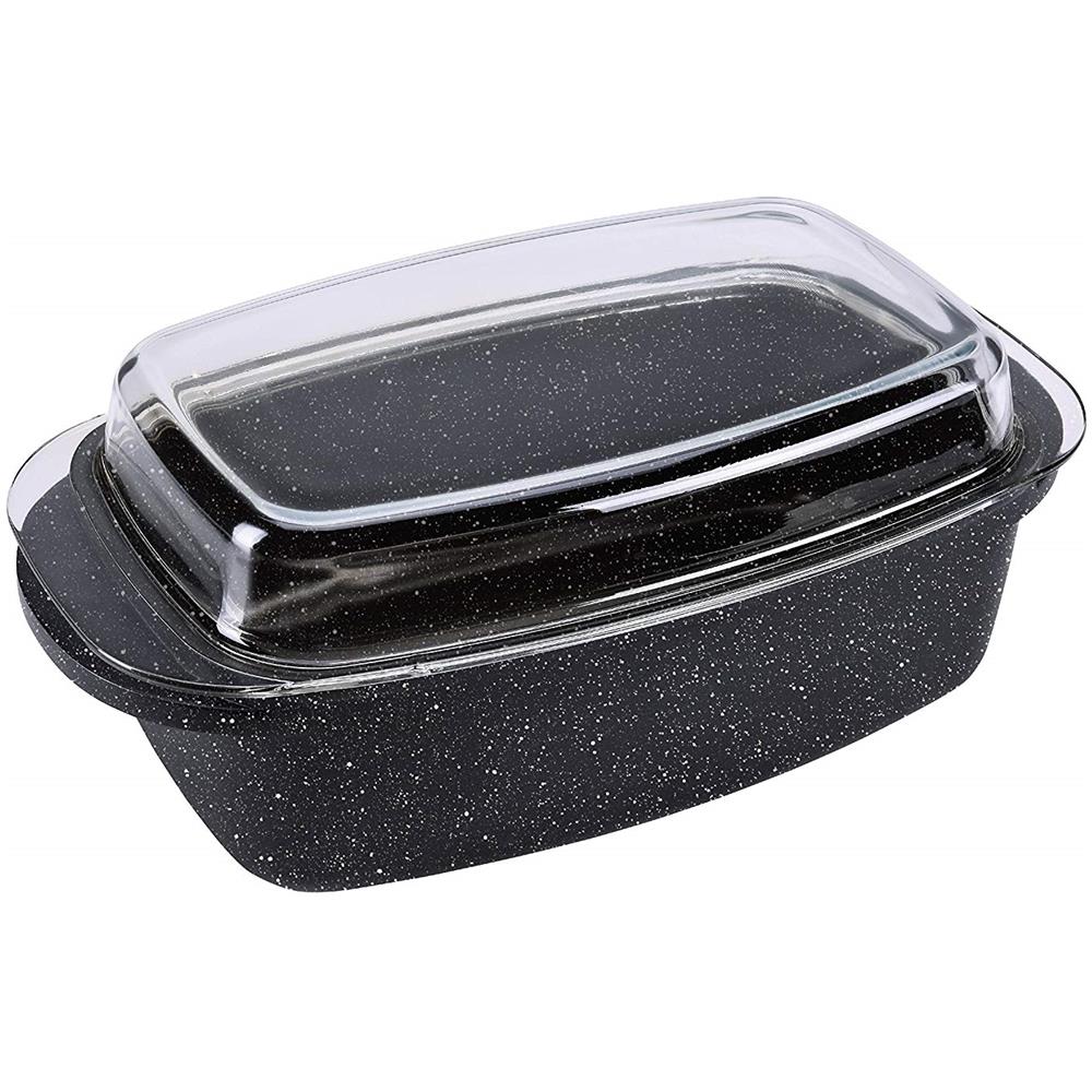 Pradel eccellenza 52802M Piatto Tipo Pietra + Coperchio Vetro di 36,5 x 23 x 6,6 centimetri - Foto 1