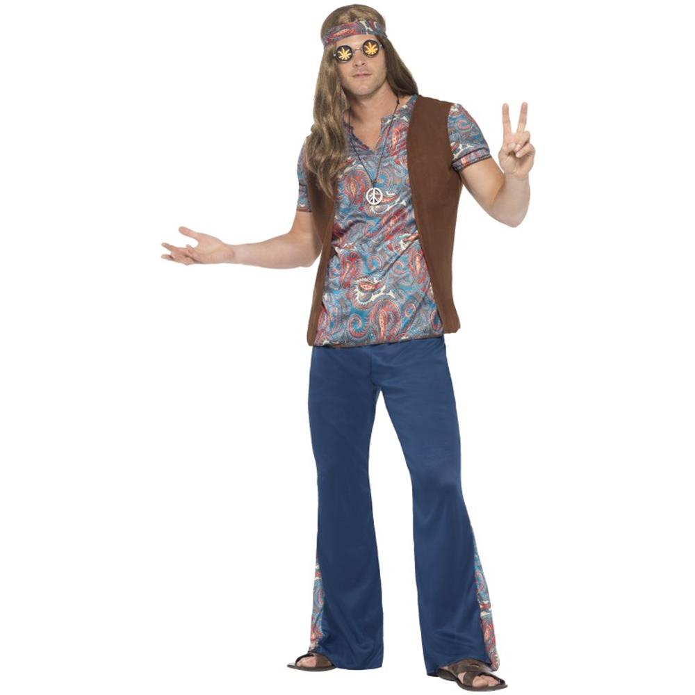 Costume Da Hippie Blu Per Uomo - Taglia: S - Foto 1