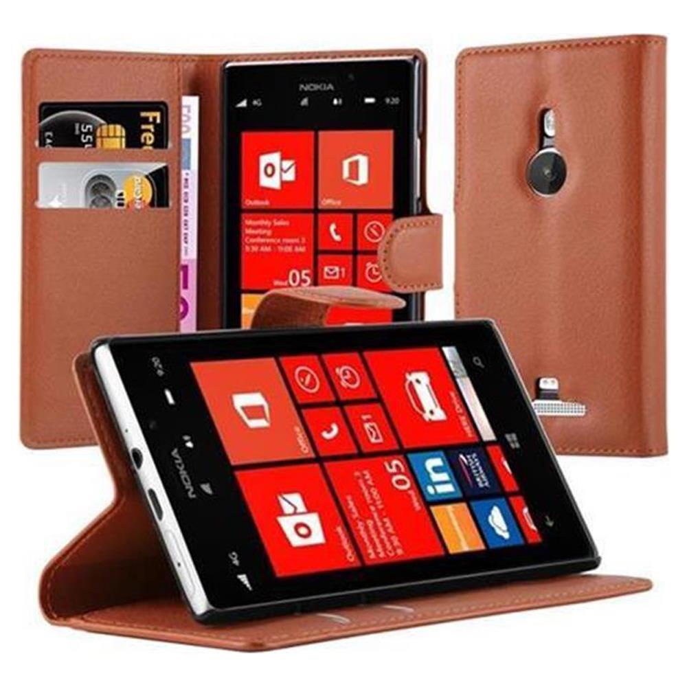 Custodia Compatibile Con Nokia Lumia 925 In Marrone Pastello - Coperchio Protettiva Con Chiusura Magnetica, Funzione Stand E Tasca Per Le Carte - Foto 1