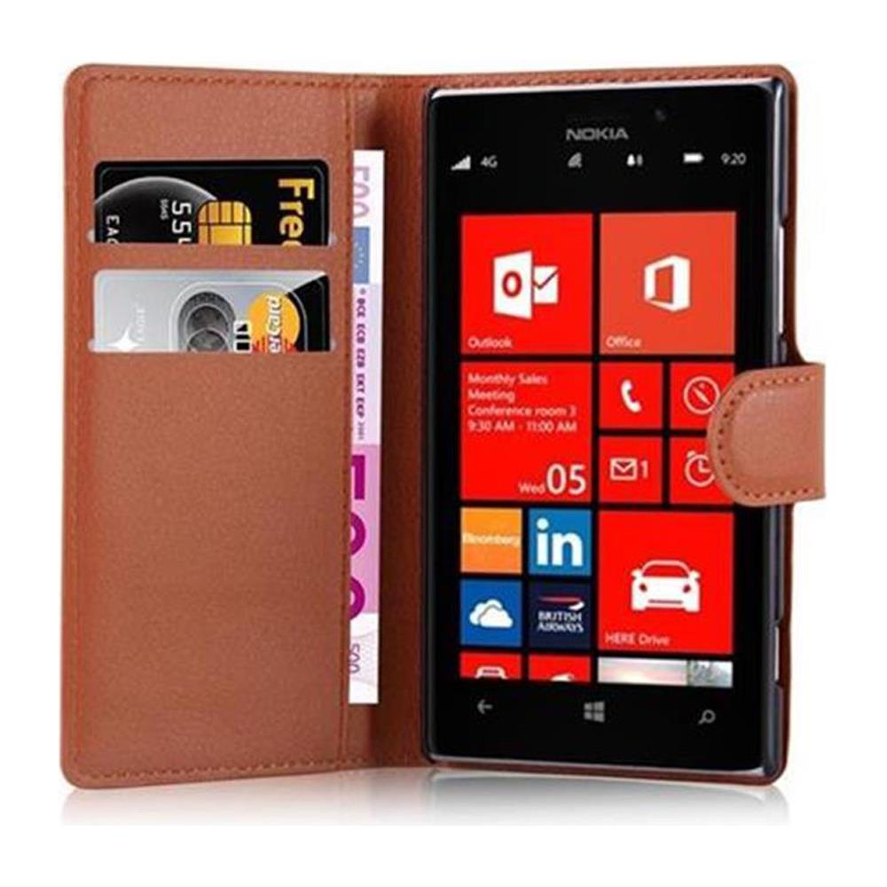 Custodia Compatibile Con Nokia Lumia 925 In Marrone Pastello - Coperchio Protettiva Con Chiusura Magnetica, Funzione Stand E Tasca Per Le Carte - Foto 2