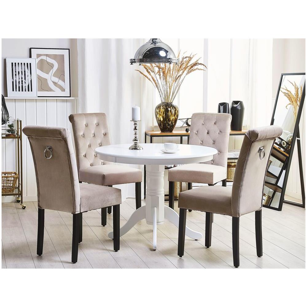 Set Di 2 Sedie Da Pranzo In Velluto Taupe Con Anello Velva Ii - Foto 2