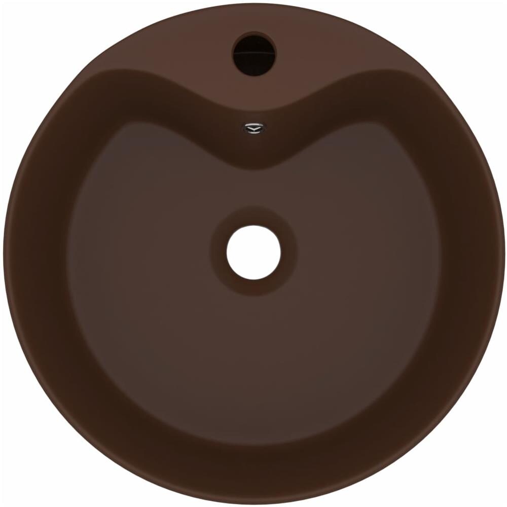 Lavandino con Troppopieno Marrone Scuro Opaco 36x13 cm Ceramica - Foto 2