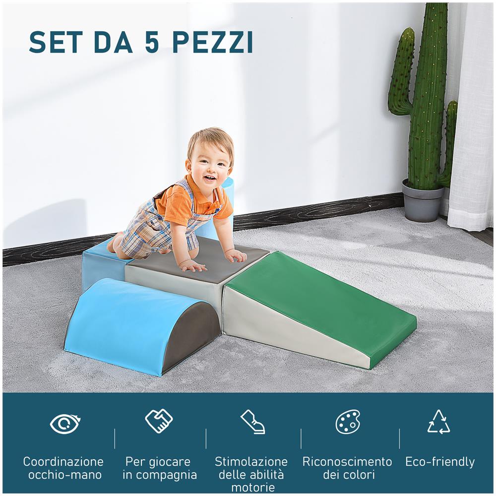 Set 5 Costruzioni Morbide, Gioco Per Bambini Educativo Età Da 1-3 Anni Per Casa E Scuola, Multicolore - Foto 2