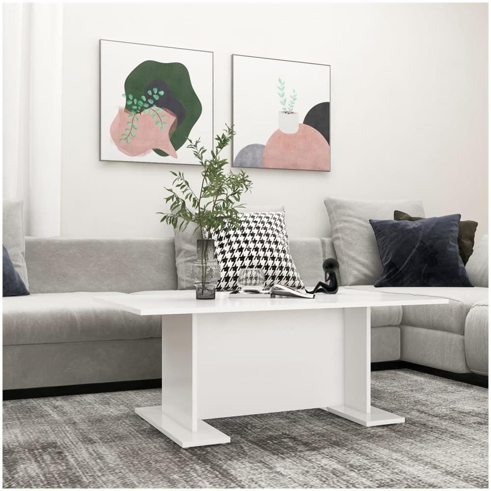 Tavolino da Salotto Bianco 103,5x60x40 cm in Legno Multistrato - Foto 1