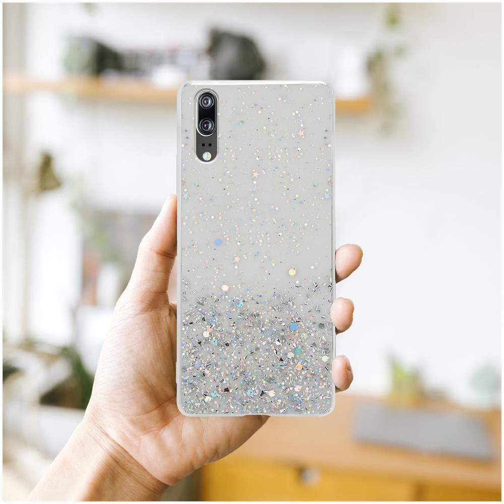 Custodia Compatibile Con Huawei P20 In Trasparente Con Glitter - Coperchio Protettivo In Silicone Tpu Flessibile Con Glitter Scintillanti - Foto 8