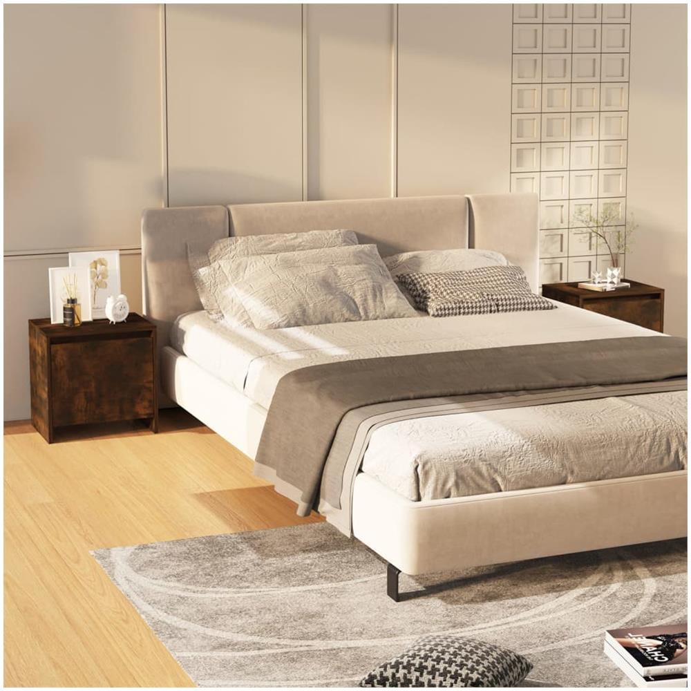 Comodini 2 pz Rovere Fumo 45x34x44,5 cm in Truciolato - Foto 1