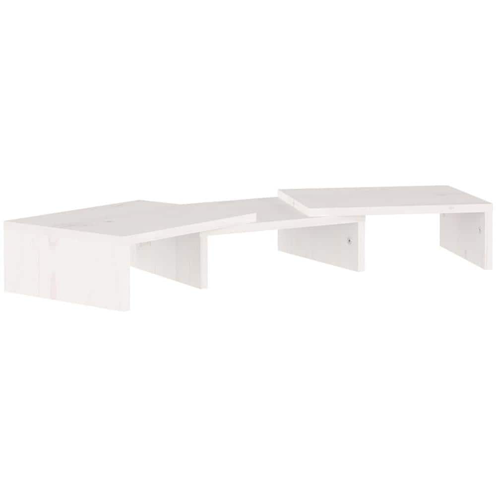 Supporto Per Monitor Bianco 60x24x10,5cm Legno Massello Di Pino - Foto 1