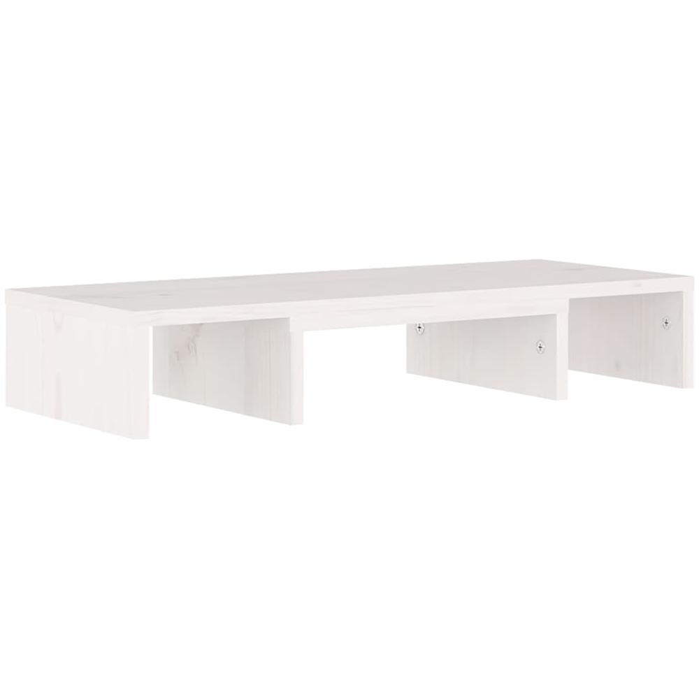 Supporto Per Monitor Bianco 60x24x10,5cm Legno Massello Di Pino - Foto 2
