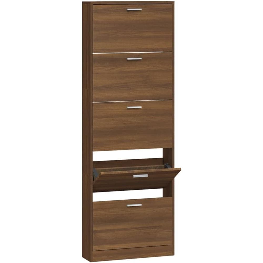 Scarpiera Rovere Marrone 59x17x169 Cm In Legno Multistrato - Foto 2